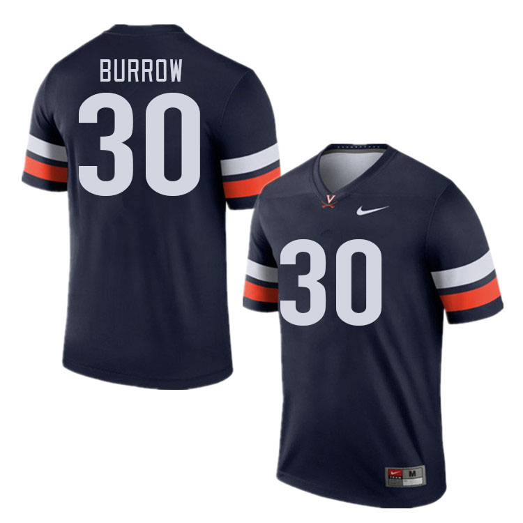 Men #30 Addie Burrow Virginia Cavaliers College Football Jerseys Stitched Sale-Navy